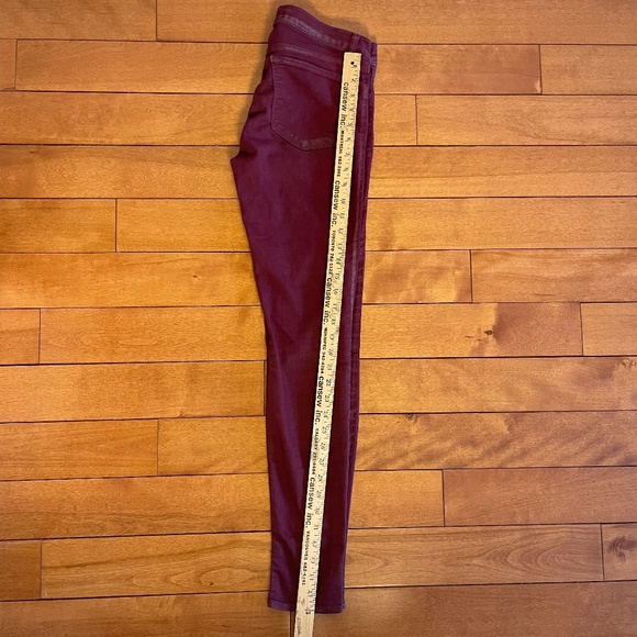 J Brand Burgundy jeans with silver dusting in seams. - Picture 2 of 11